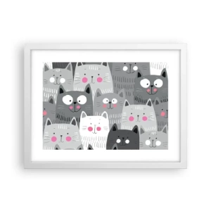 Plakat w białej ramie - Koci świat - 40x30 cm