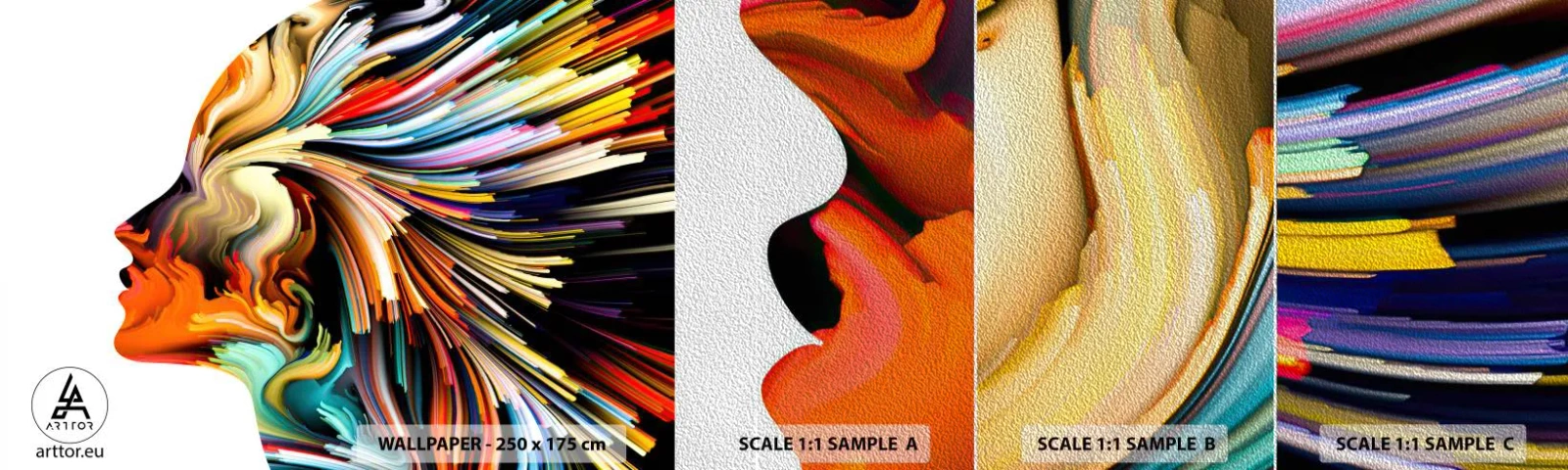 Fototapeta Próbka Premium Sand - Eksplozja wyobraźni - Abstrakcja, Kobieta, Grafika - 100x30 cm