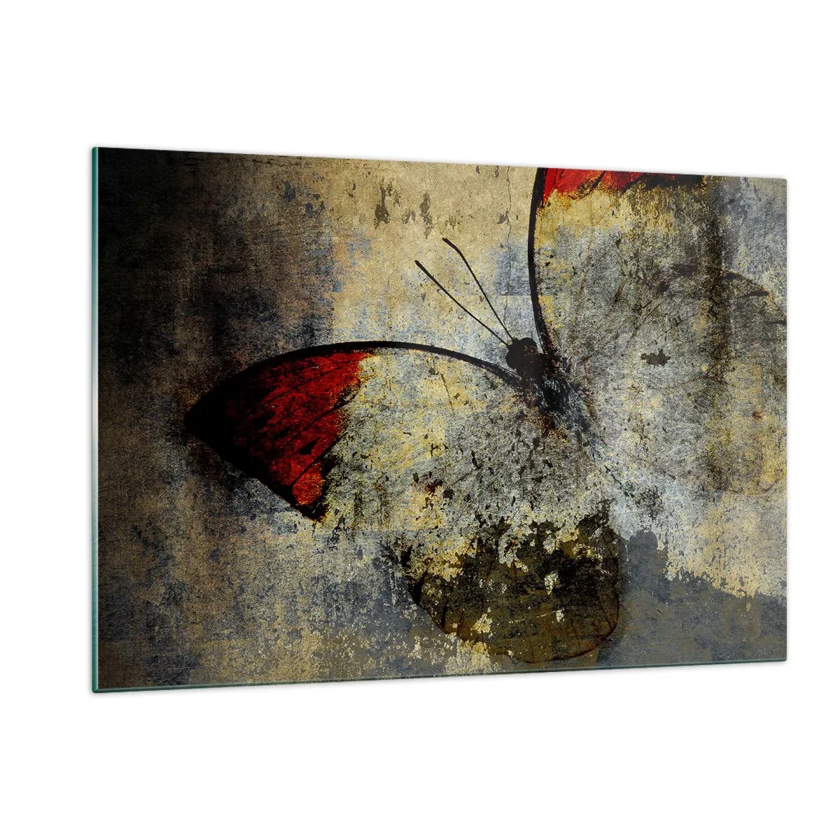 Obraz na szkle - Abstrakcyjny motyl na tle postarzałego tła - 120x80cm - Patrz, zanim zniknę - Nowoczesna dekoracja ścienna do salonu, kuchni i sypialni ARTTOR