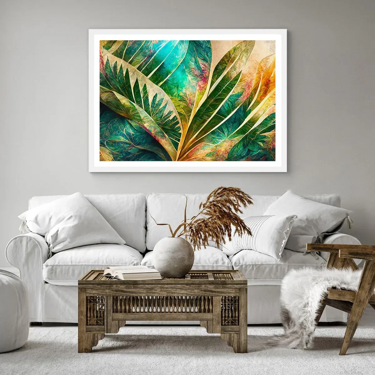 Plakat w białej ramie - Barwy tropików - 50x40 cm