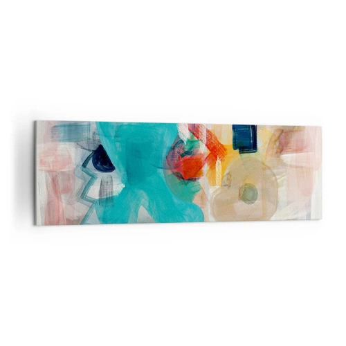 Obraz na płótnie - Abstrakcyjne kształty i kolory tworzące dynamiczną kompozycję - 160x50cm - Kolorowa gra - Nowoczesna dekoracja ścienna do salonu i sypialni ARTTOR