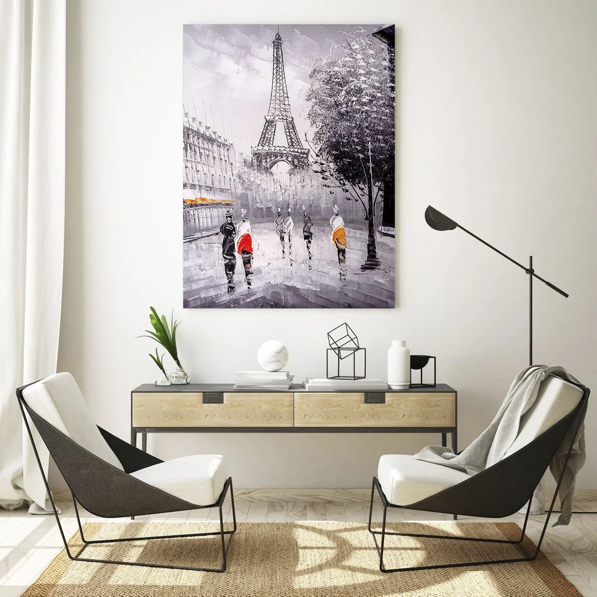 Obraz na szkle - Paryska przechadzka - 50x70cm - Paryska przechadzka - Nowoczesna dekoracja ścienna do salonu, kuchni i sypialni ARTTOR
