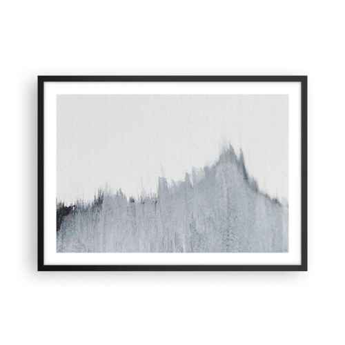 Plakat w czarnej ramie - Abstrakcyjna szara kompozycja w minimalistycznym stylu - 70x50cm - Tajemniczy zapis - Nowoczesna dekoracja ścienna do salonu i sypialni ARTTOR