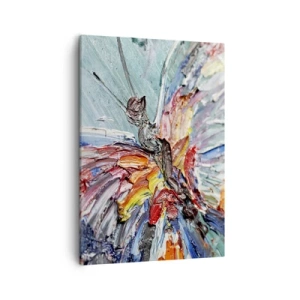 Obraz na płótnie - Abstrakcyjny motyl w technice impasto z kolorowymi detalami - 50x70cm - Pomalowany przez naturę - Nowoczesna dekoracja ścienna do salonu, kuchni i sypialni ARTTOR