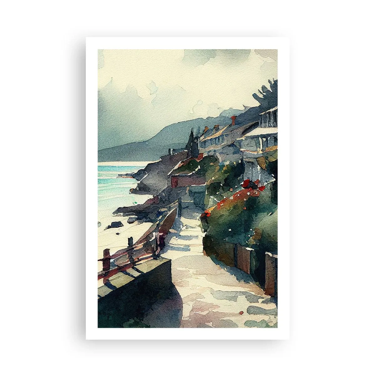 Plakat - Śródziemnomorskie miasteczko - 61x91 cm