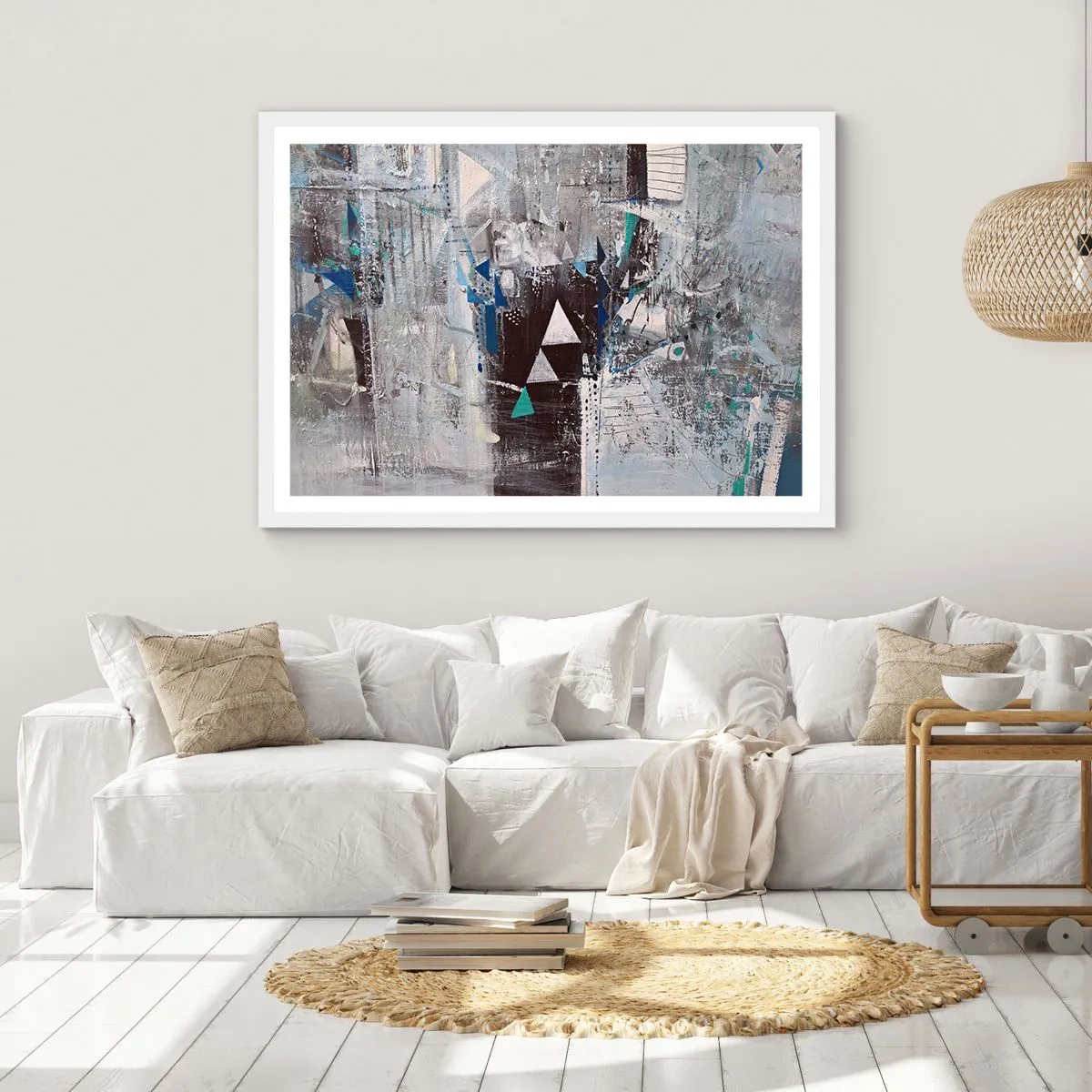 Plakat w białej ramie - Nadrzędny porządek trójkątów - 40x30 cm