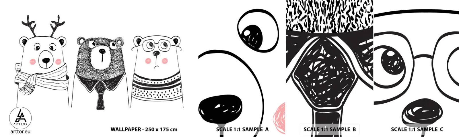 Fototapeta Próbka Standard Eco - Miś, misiaczek i misio - Dla Dzieci, Niedźwiedź, Ilustracja - 100x30 cm