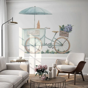 Fototapeta Premium Canvas - Słodkie wspomnienie lata - Pastelowy, Lody, Rower - 450x315 cm