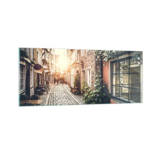 Obraz na szkle - Różany zaułek w różowym blasku - 100x40 cm