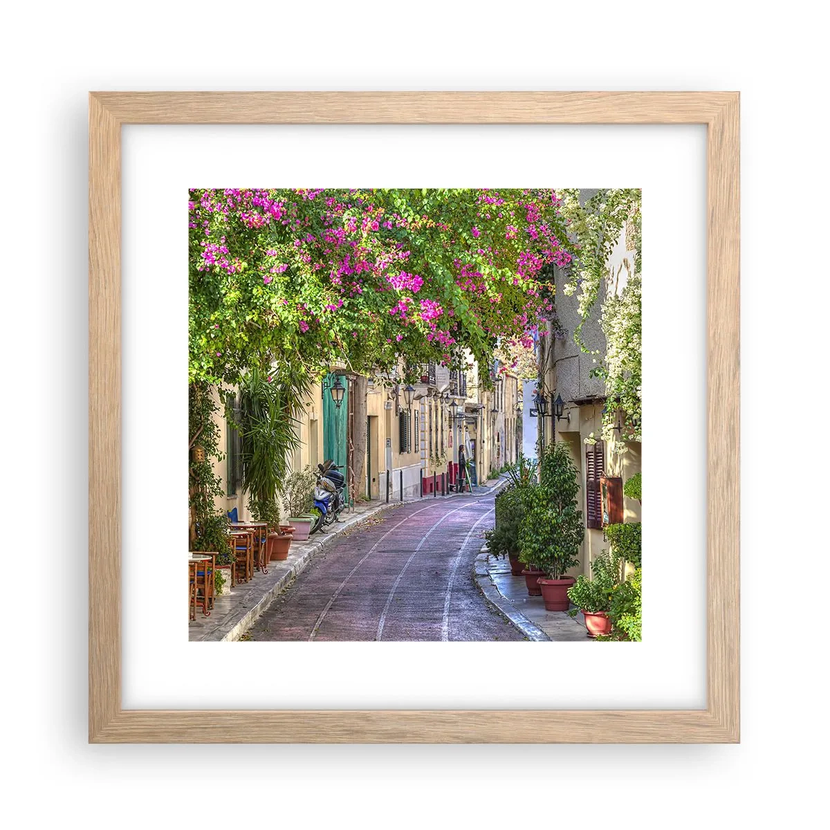 Plakat w ramie jasny dąb - Kwitnący zaułek - 30x30 cm