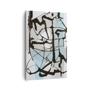 Obraz na płótnie - Abstrakcyjne linie i kształty w błękicie i czerni - 80x120cm - Mimo wszystko błękitny - Nowoczesna dekoracja ścienna do salonu i sypialni ARTTOR
