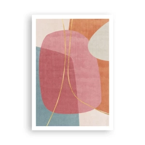 Plakat - Pastelowa kompozycja z nicią złota - 70x100 cm