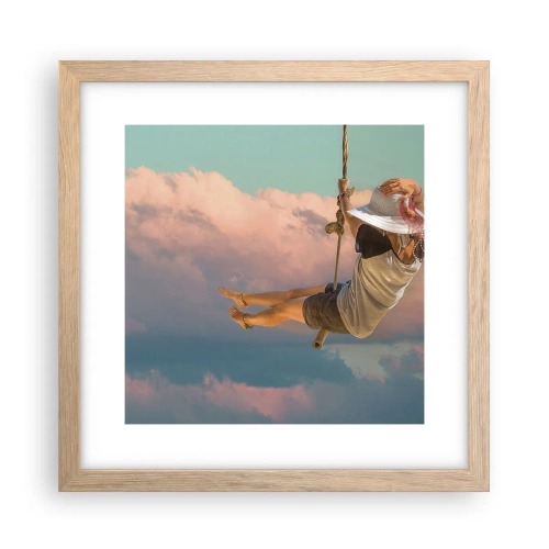 Plakat w ramie jasny dąb - Zabawa w obłokach - 30x30 cm