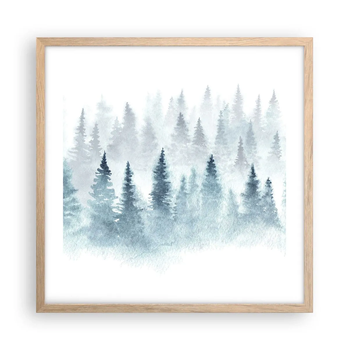 Plakat w ramie jasny dąb - Otulone mgłą - 50x50 cm