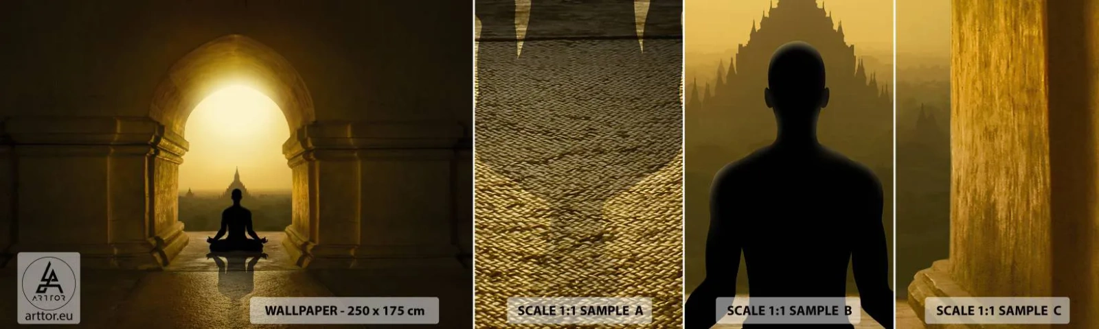 Fototapeta Próbka Samoprzylepna Deluxe Sticker - Pełna harmonia - Medytacja, Świątynia, Budda - 100x30 cm