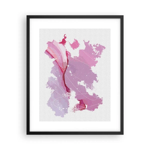 Plakat w czarnej ramie - Mapa różowego świata - 40x50 cm