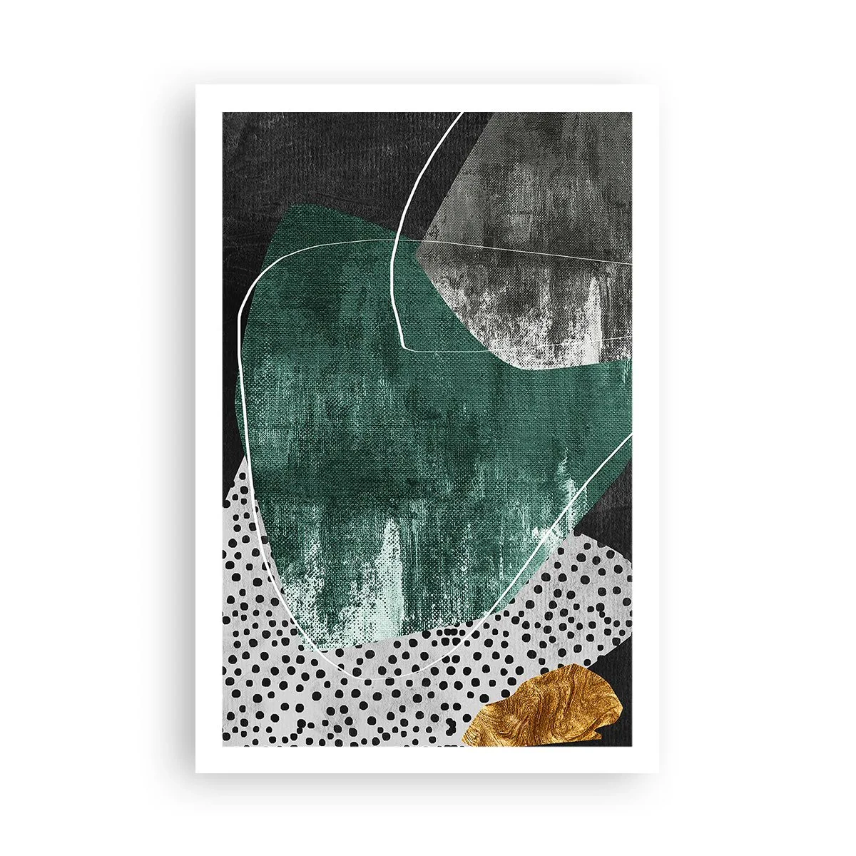 Plakat - Barwna abstrakcja z płatkiem złota - 61x91 cm