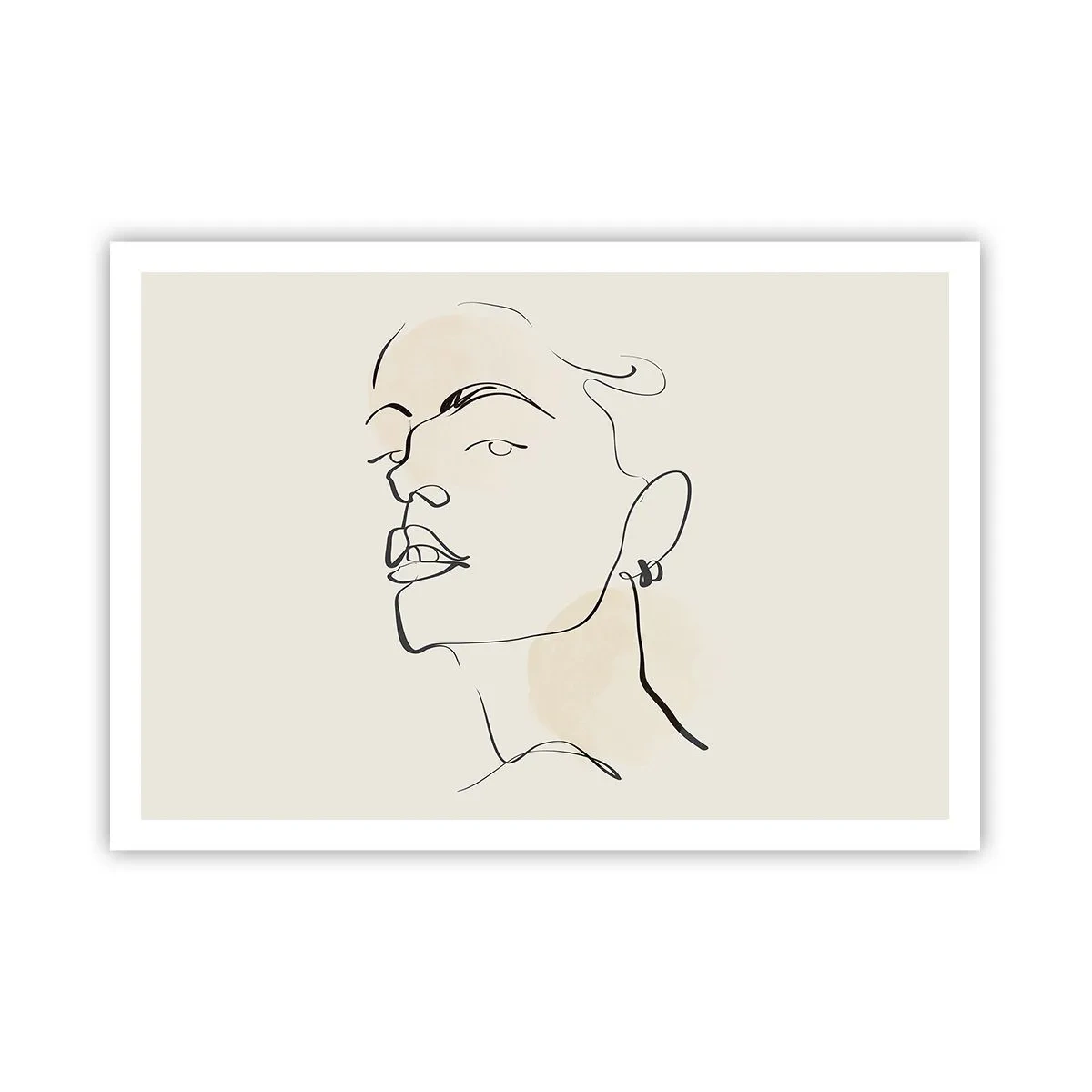 Plakat - Minimalistyczny szkic kobiecej twarzy - 100x70cm - Dumne spojrzenie - Nowoczesna dekoracja ścienna do salonu i sypialni ARTTOR