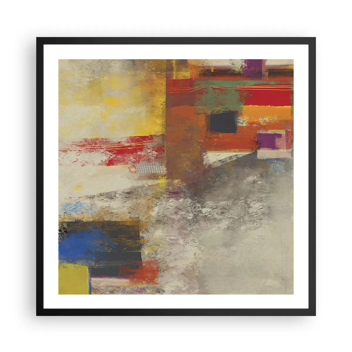 Plakat w czarnej ramie - Geometria barw - 60x60 cm