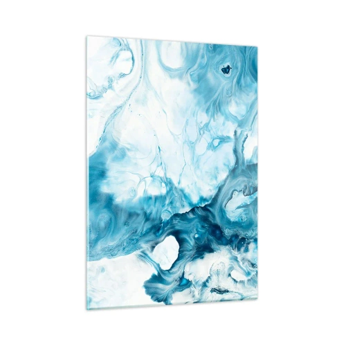Obraz na szkle - Abstrakcyjna kompozycja w odcieniach błękitu i bieli - 50x70cm - Koncert błękitu - Nowoczesna dekoracja ścienna do salonu, kuchni i sypialni ARTTOR