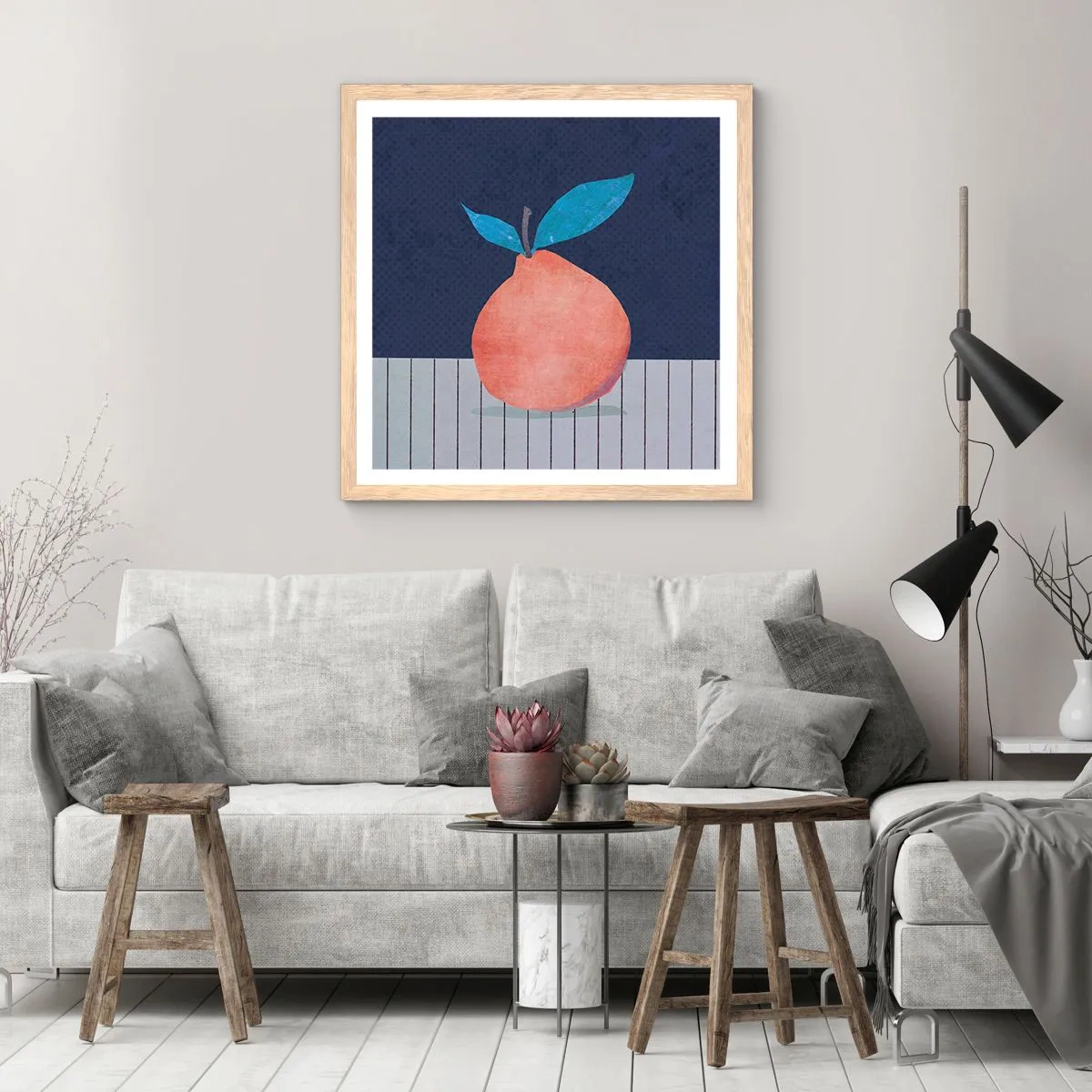 Plakat w ramie jasny dąb - Wypukłość i płaszczyzna - 40x40 cm
