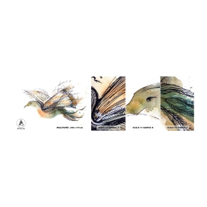 Fototapeta Próbka Standard Eco - Na skrzydłach poezji - Abstrakcja, Ptak, Książka - 100x30 cm