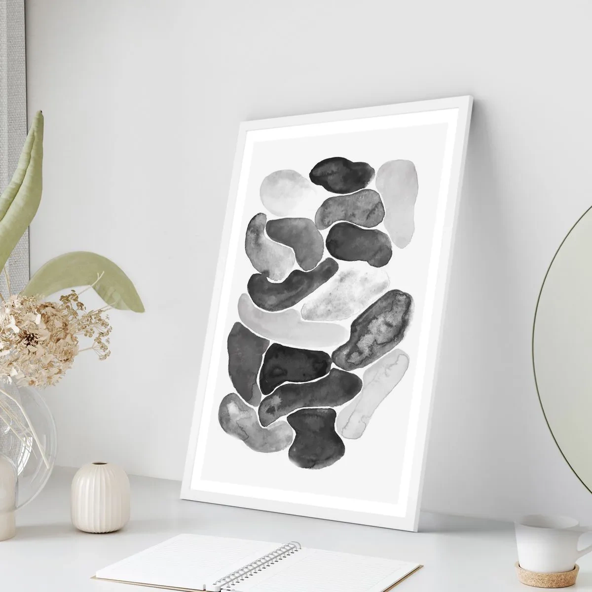 Plakat w białej ramie - Abstrakcja kamienista - 70x100 cm