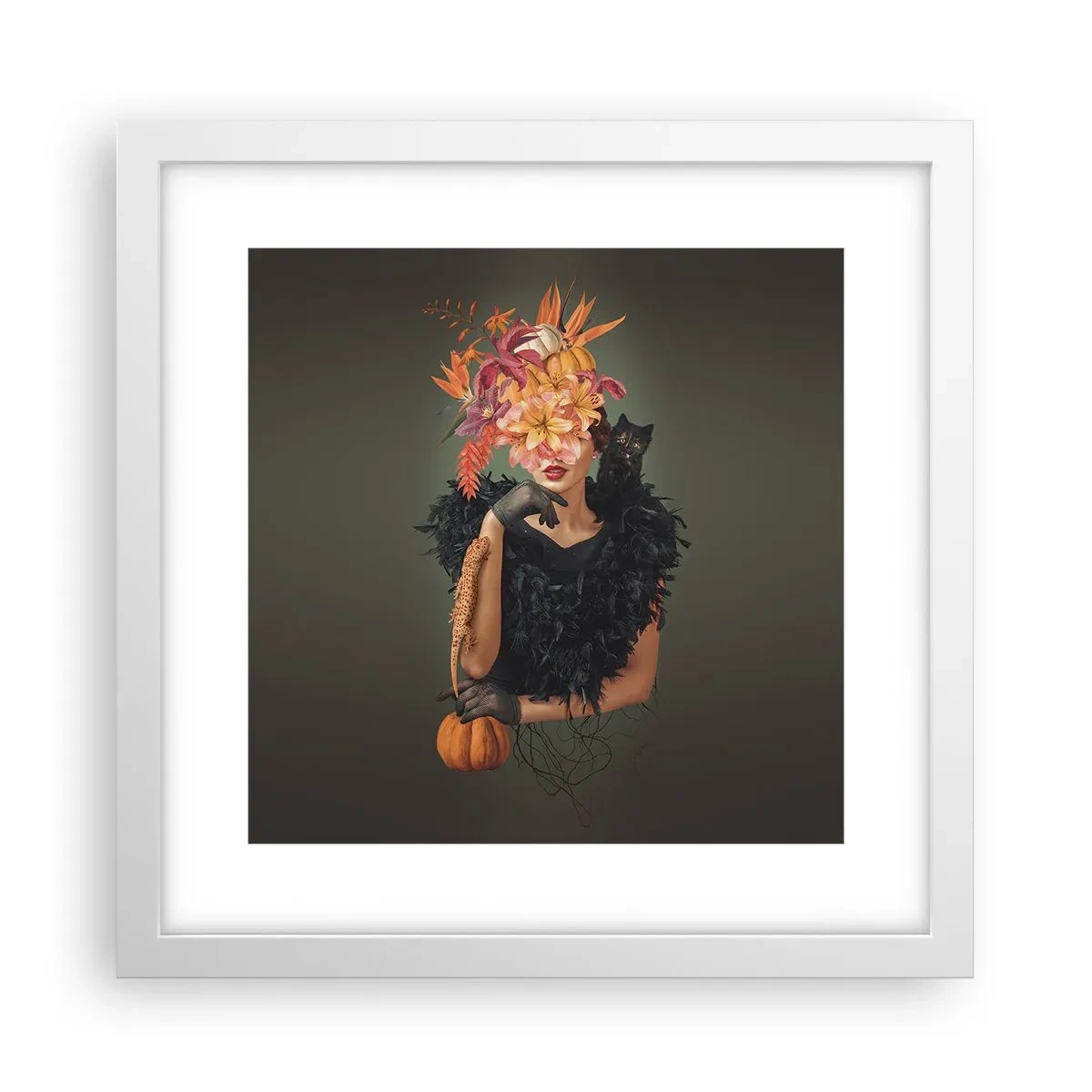Plakat w białej ramie - Czar wiedźmy - 30x30 cm