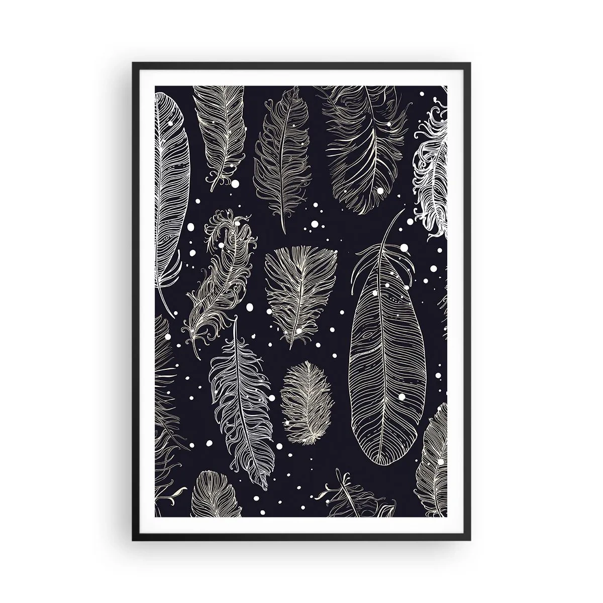 Plakat w czarnej ramie - Pierzasta koronka - 70x100 cm