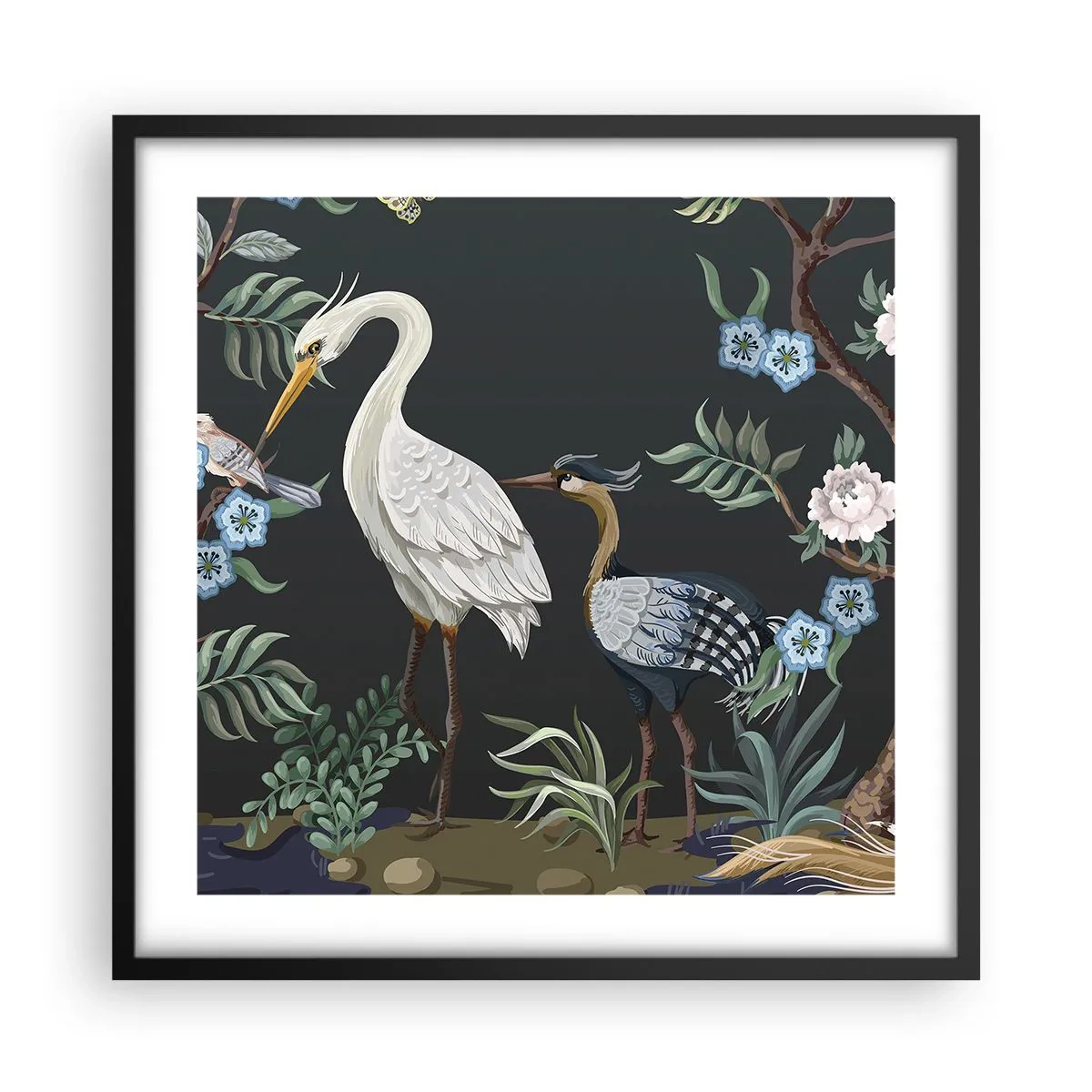 Plakat w czarnej ramie - Ptasia parada - 50x50 cm