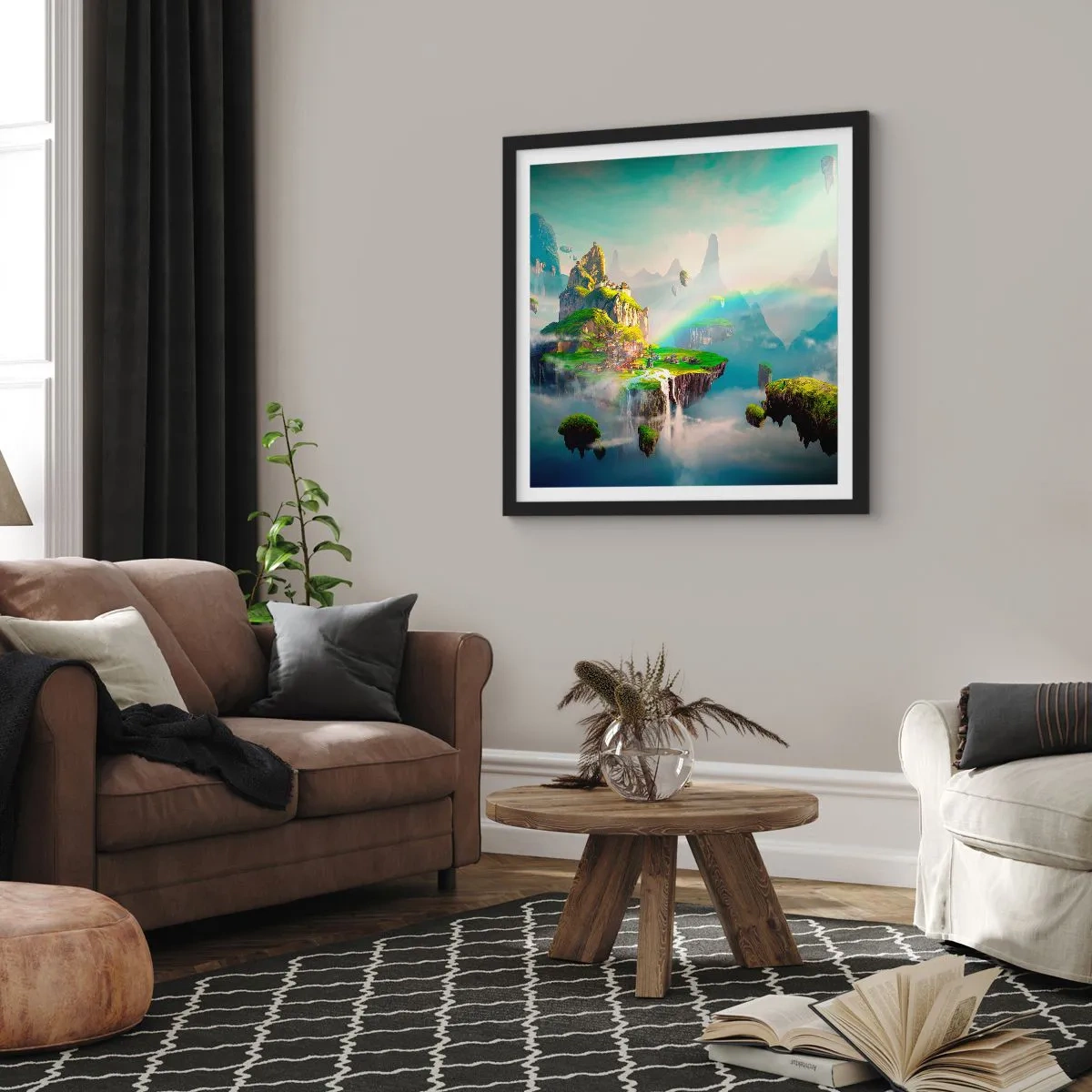 Plakat w czarnej ramie - Śródniebie - wyspy szczęśliwe - 60x60 cm