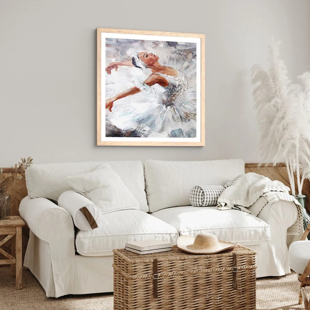 Plakat w ramie jasny dąb - Delikatna i lekka jak tiul - 50x50 cm