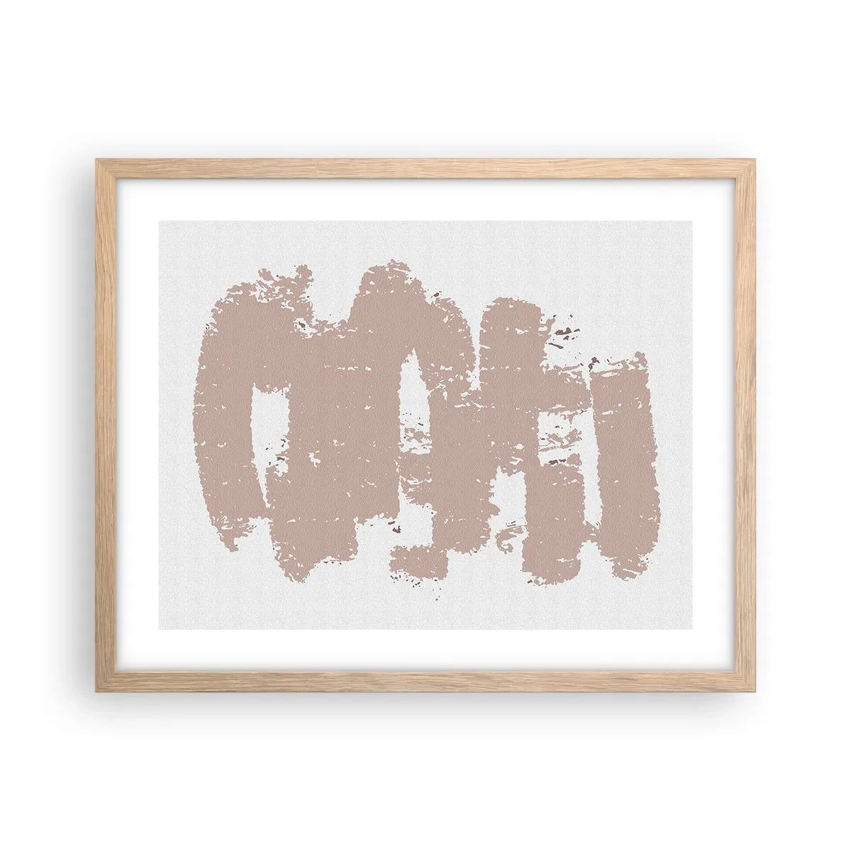 Plakat w ramie jasny dąb - Abstrakcja w łagodnym różu - 50x40 cm