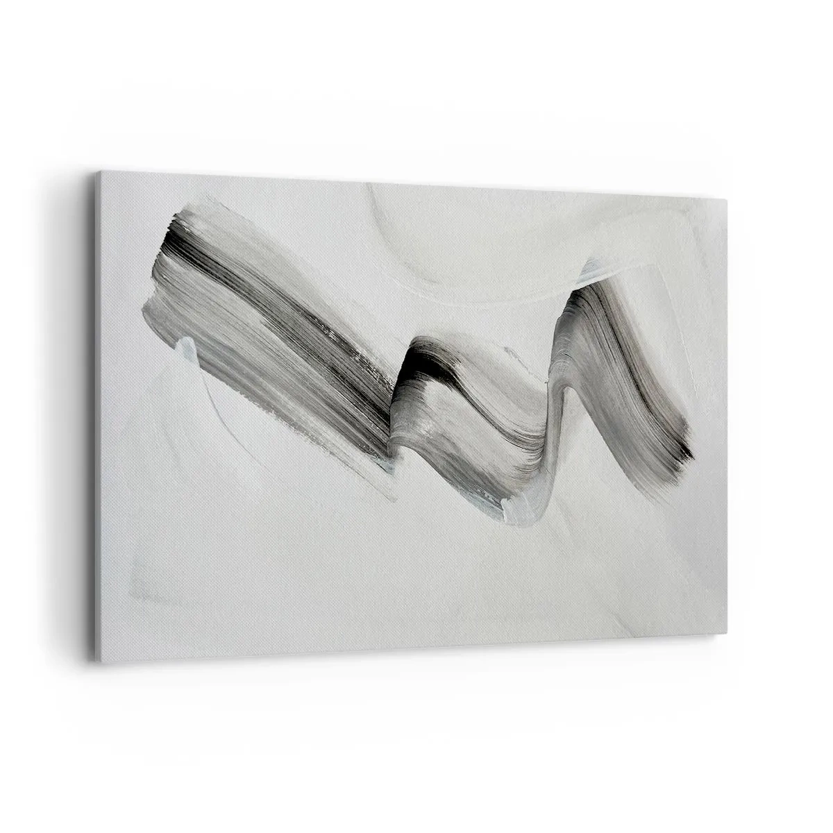 Obraz na płótnie - Abstrakcyjny czarno-biały pociągnięcie pędzla na jasnym tle - 120x80cm - Od niechcenia dla zabawy - Nowoczesna dekoracja ścienna do salonu, kuchni i sypialni ARTTOR