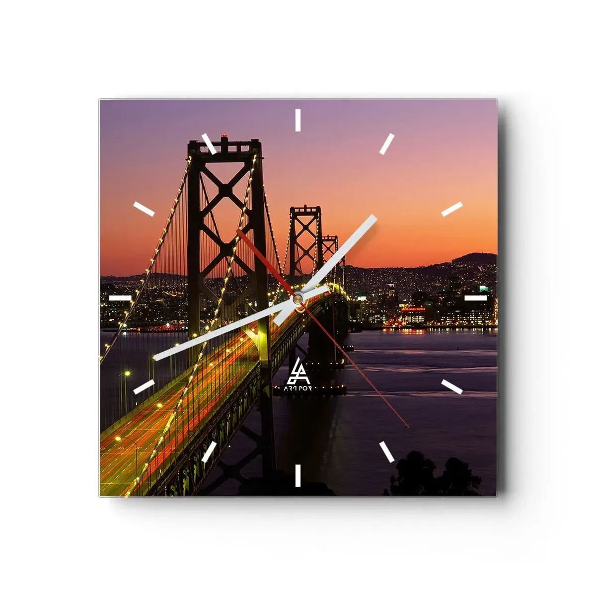 Zegar ścienny - Wieczór we fiolecie - 40x40 cm