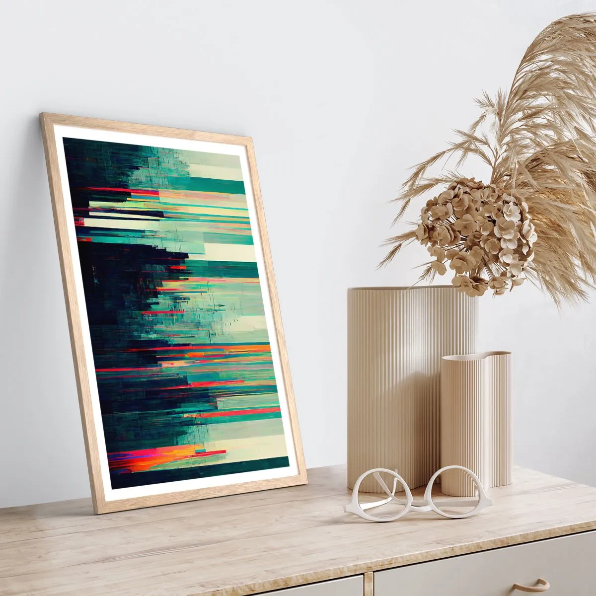 Plakat w ramie jasny dąb - Futurystyczne miasto - 70x100 cm