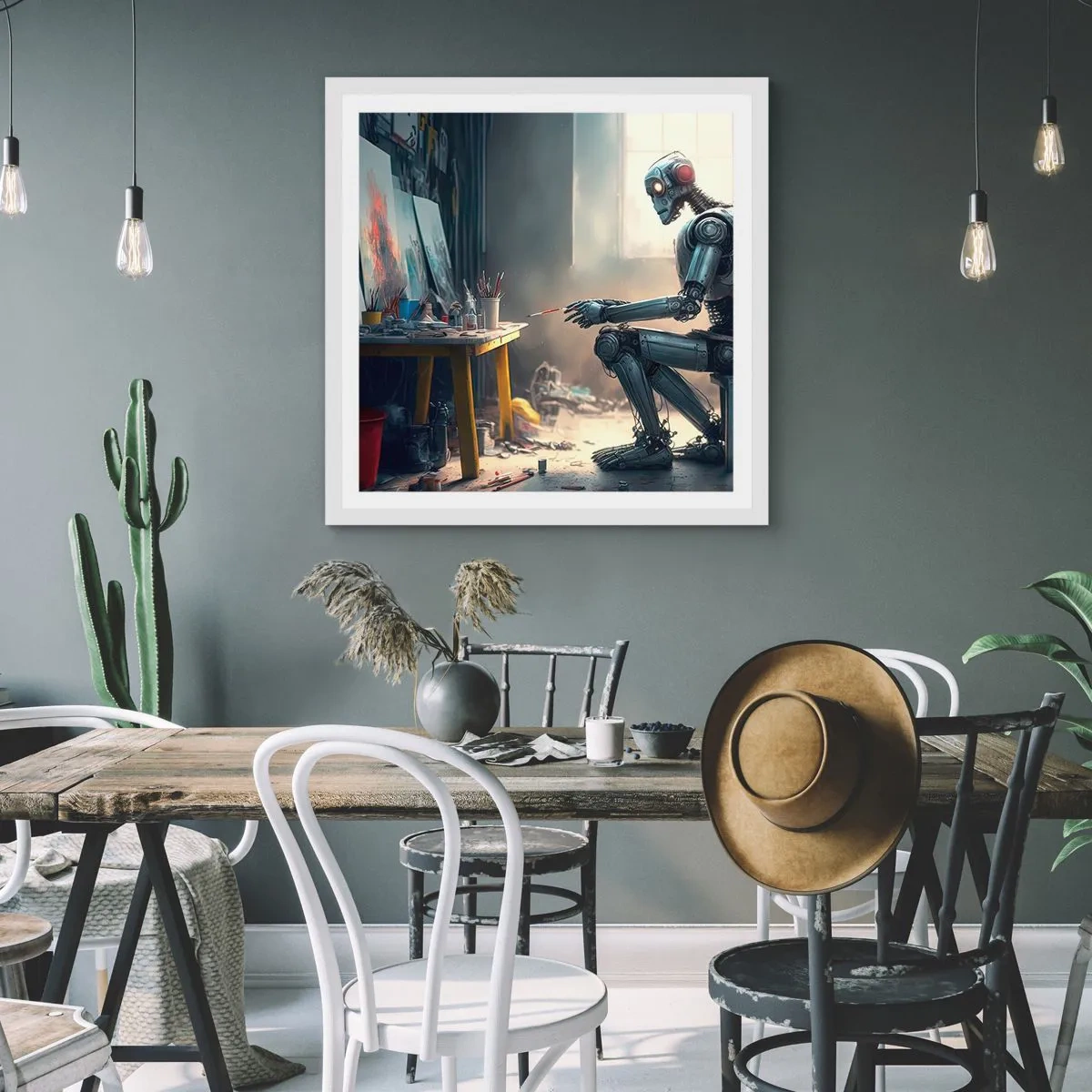 Plakat w białej ramie - Akt kreacji - 60x60 cm