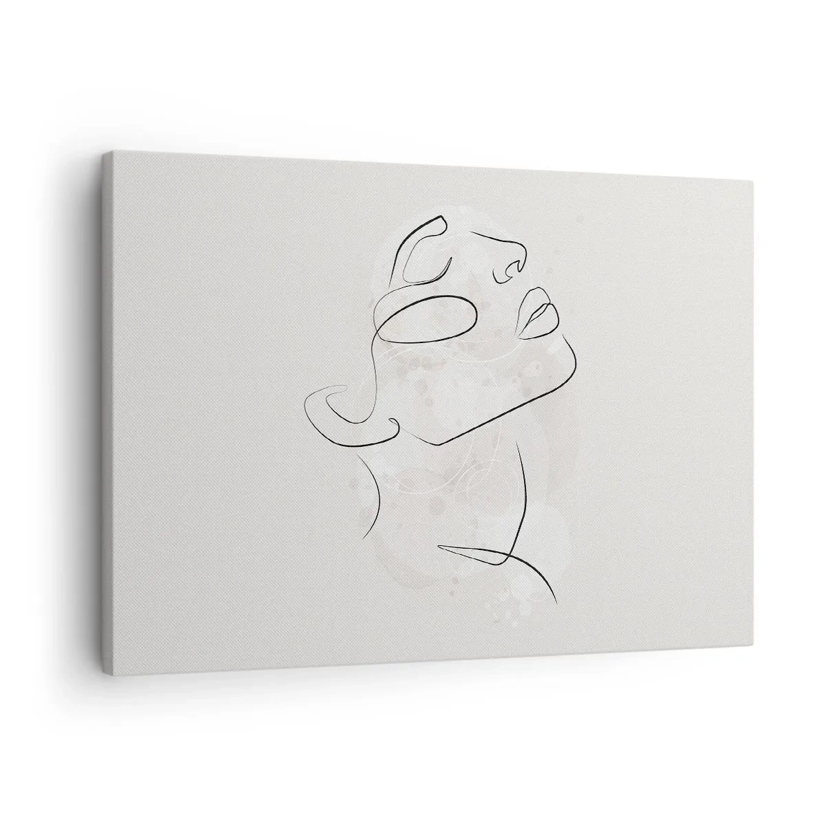 Obraz na płótnie - Minimalistyczny szkic twarzy na jasnym tle - 70x50cm - Zarys marzenia - Nowoczesna dekoracja ścienna do salonu i sypialni ARTTOR