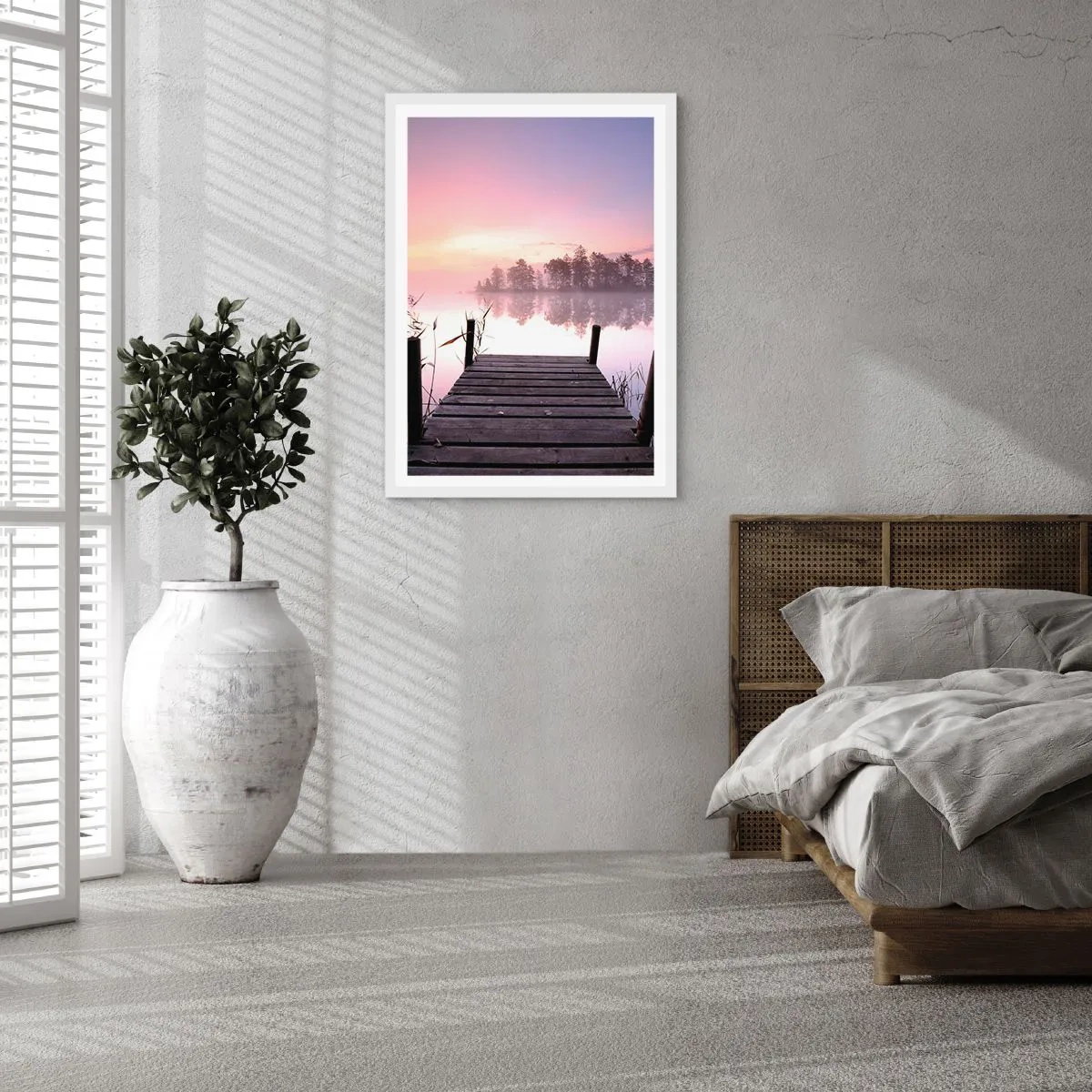 Plakat w białej ramie - Z liliowej mgły... - 61x91 cm