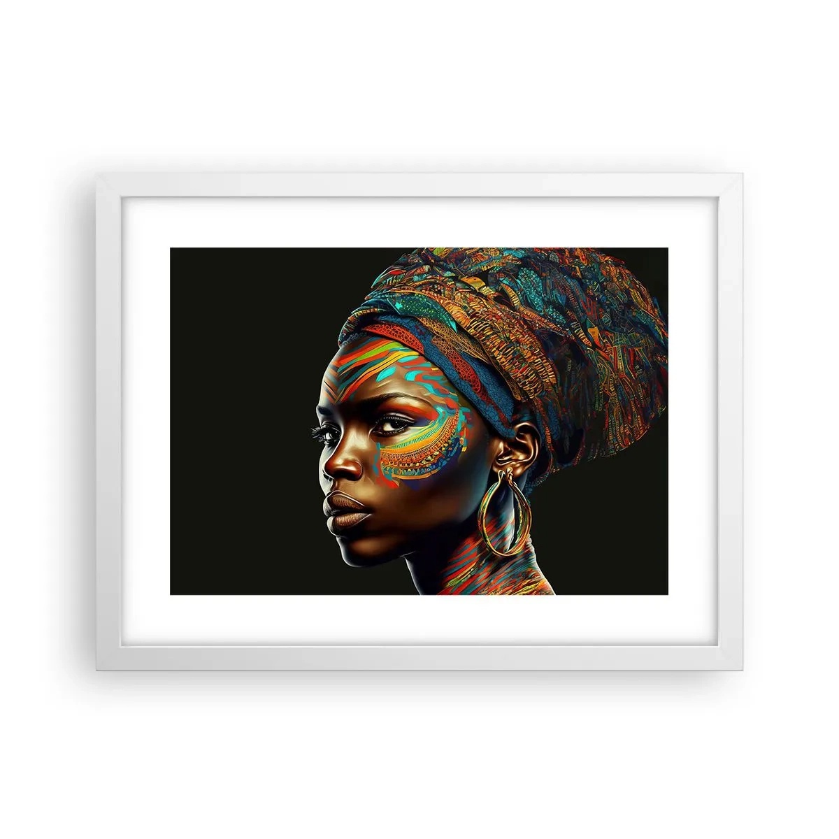 Plakat w białej ramie - Afrykańska królowa - 40x30 cm