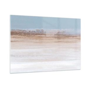 Obraz na szkle - Abstrakcyjny pejzaż z pastelowym niebem i ziemią - 100x70cm - Niejednoznaczny pejzaż - Nowoczesna dekoracja ścienna do salonu, kuchni i sypialni ARTTOR