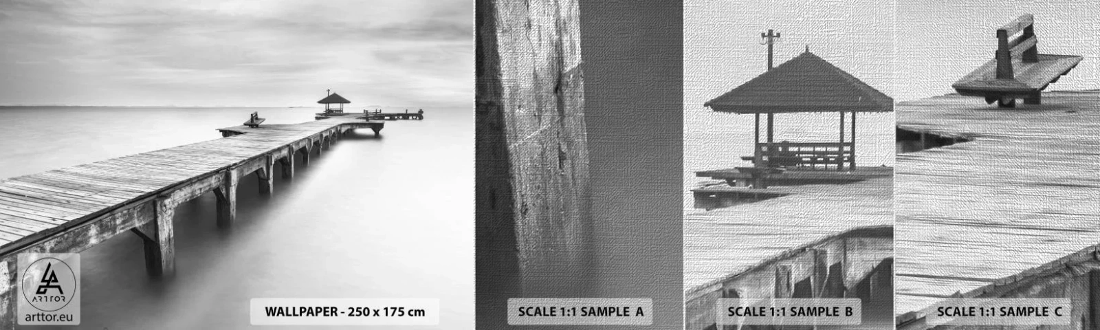 Fototapeta Próbka Premium Canvas - W siną dal - Krajobraz, Morze, Drewniany Pomost - 100x30 cm