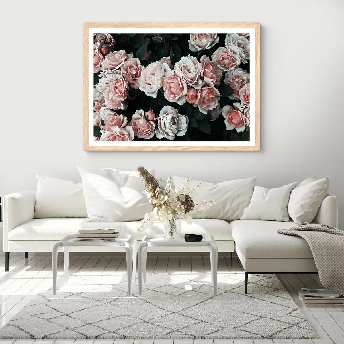 Plakat w ramie jasny dąb - Różany ansamble - 40x30 cm