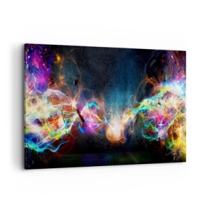 Obraz na płótnie - Kolorowe rozbłyski światła w abstrakcyjnej kompozycji - 120x80cm - Radośnie przeciw ciemności - Nowoczesna dekoracja ścienna do salonu, kuchni i sypialni ARTTOR