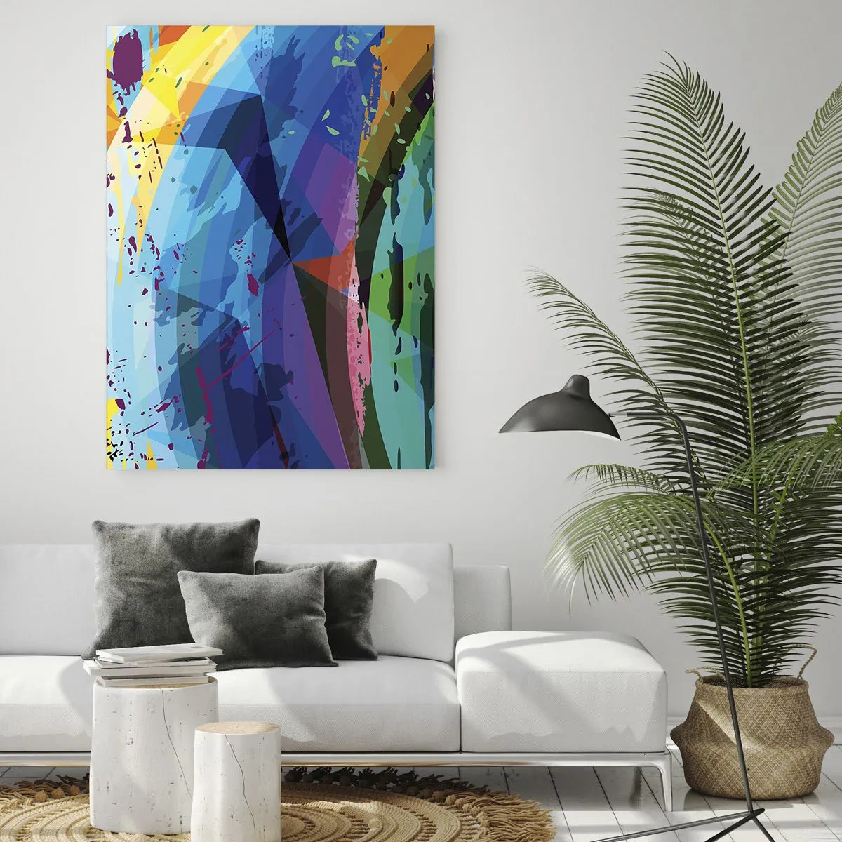 Obraz na szkle - Kolorowa abstrakcja w dynamicznych wzorach i kształtach - 70x100cm - Kolorowy zawrót głowy - Nowoczesna dekoracja ścienna do salonu i sypialni ARTTOR