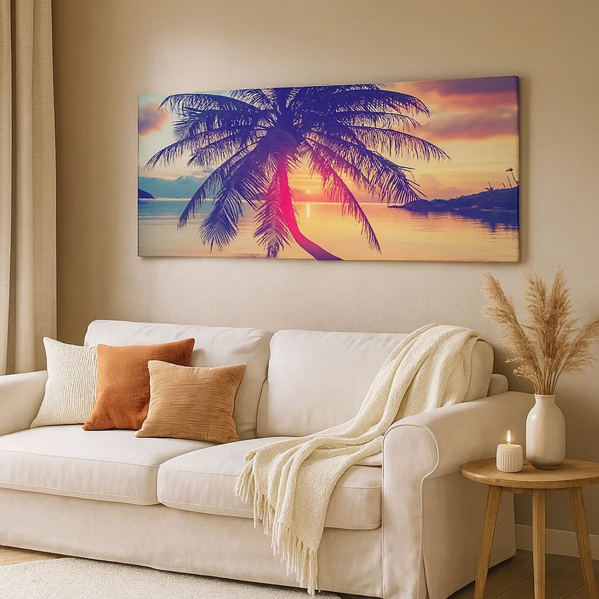 Obraz na płótnie - Wieczór pod palmami - 100x40 cm