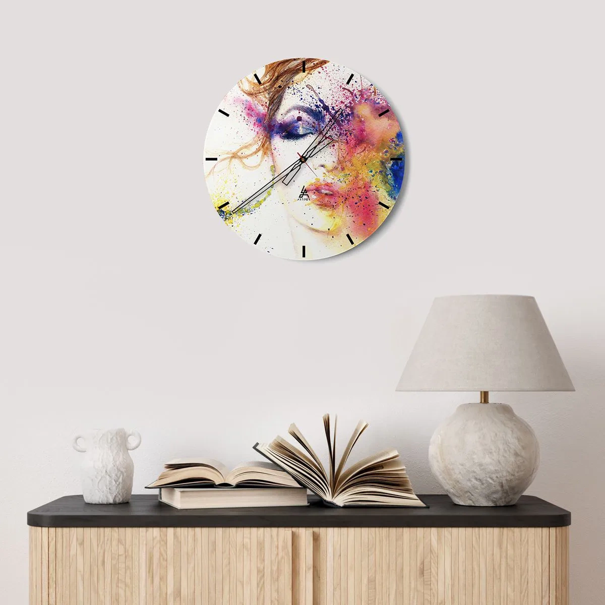Zegar ścienny - Tęczowy zawrót głowy - 30x30 cm