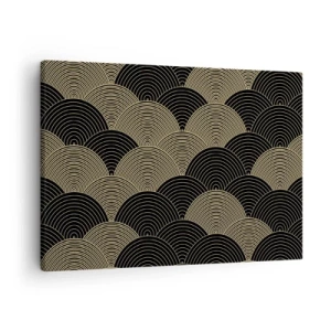 Obraz na płótnie - Wzór w stylu art deco z półokręgami i złotymi liniami - 70x50cm - Jedność w wielości - Nowoczesna dekoracja ścienna do salonu i sypialni ARTTOR