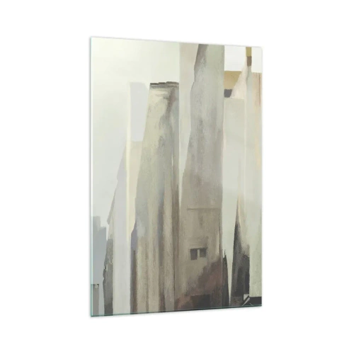 Obraz na szkle - Abstrakcyjny krajobraz miasta w pastelowych odcieniach - 70x100cm - Sen o mieście - Nowoczesna dekoracja ścienna do salonu i sypialni ARTTOR