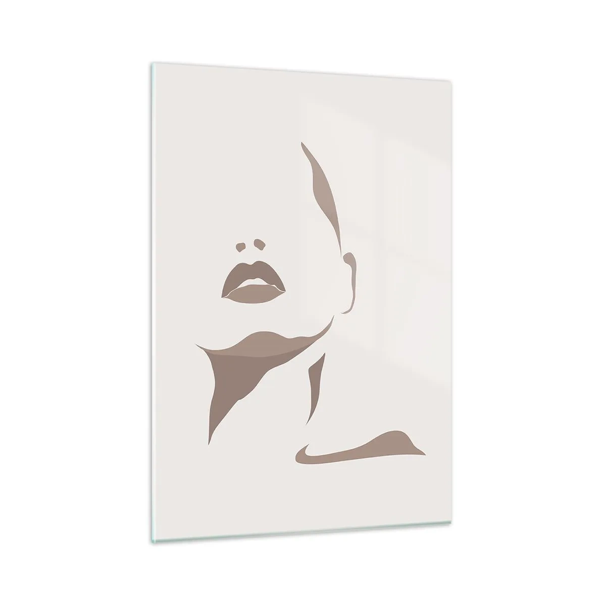 Obraz na szkle - Zarys kobiecej twarzy i szyi w minimalistycznym stylu - 50x70cm - Stworzona ze światła i cienia - Nowoczesna dekoracja ścienna do salonu, kuchni i sypialni ARTTOR